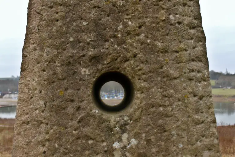 View through standing stone on Stones Island